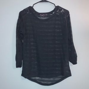 Sheer Striped Black Top